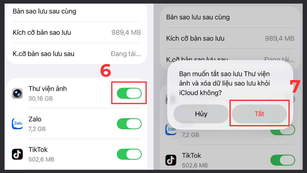 Cách xóa dung lượng iCloud trên iPhone bằng quản lý sao lưu từng ứng dụng - bước 3