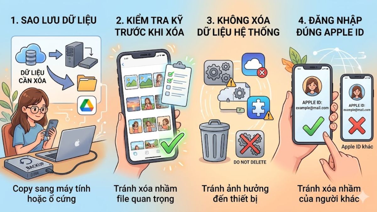 Lưu ý khi xóa dung lượng iCloud trên iPhone