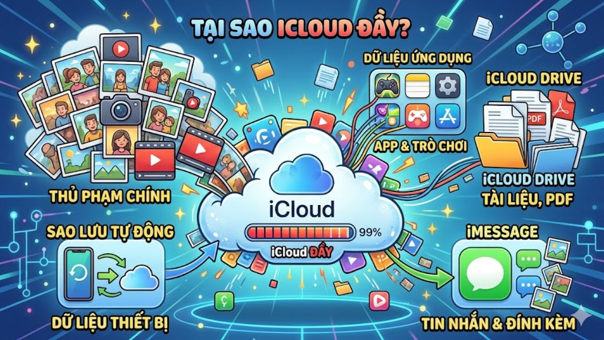 Nguyên nhân khiến dung lượng iCloud bị đầy