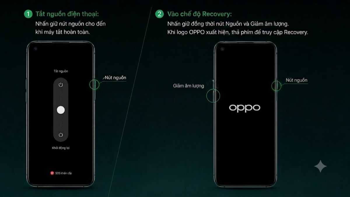 Cách xóa mật khẩu màn hình OPPO khi quên bằng hard reset - bước 1
