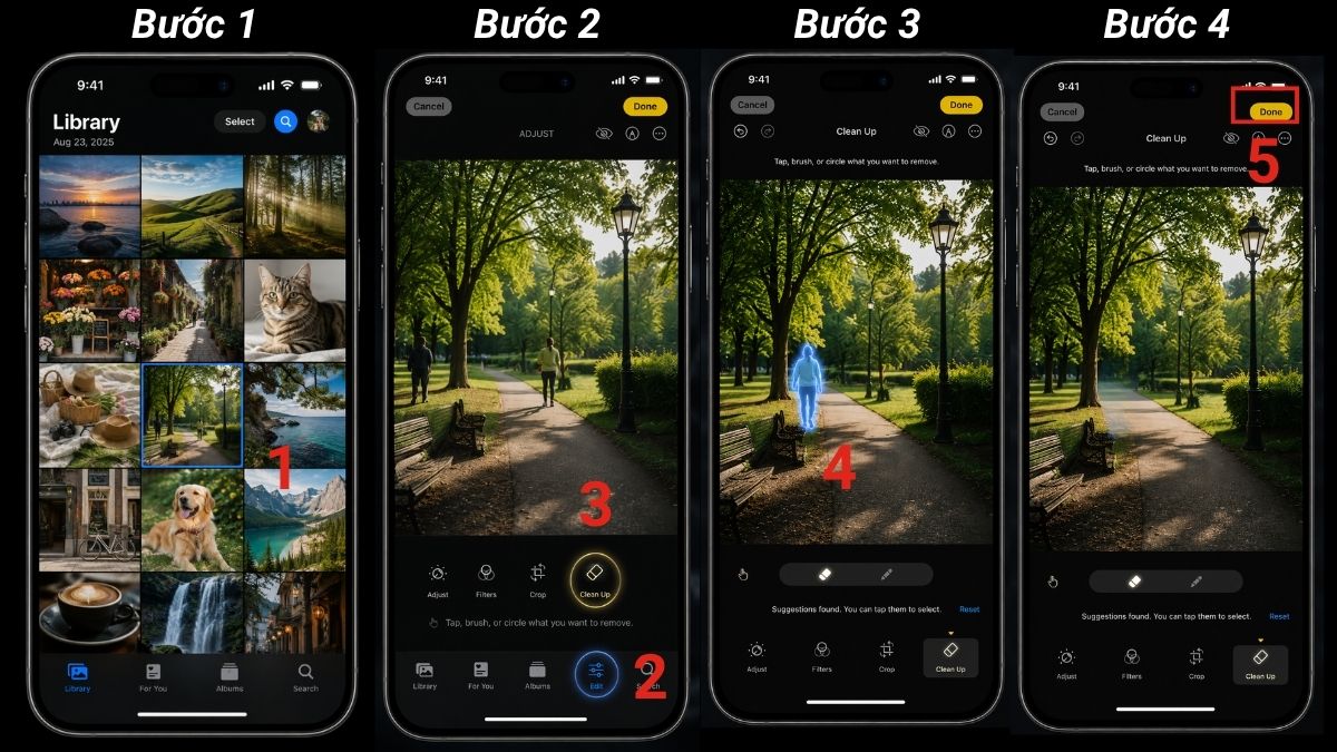 Cách xóa người trên iPhone không cần app trên iOS 18 (Clean Up)