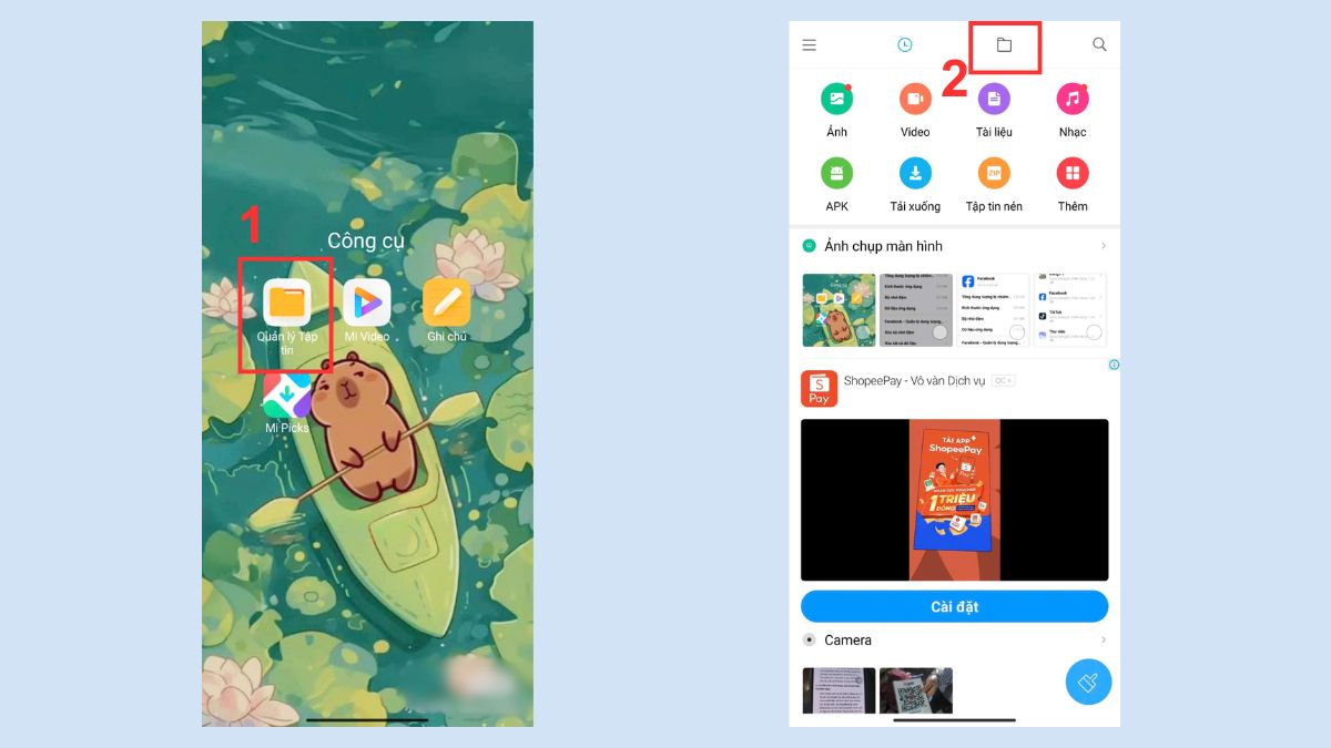 Cách xóa tập tin hệ thống trên Xiaomi bằng ẩn Trình quản lý tệp - bước 1