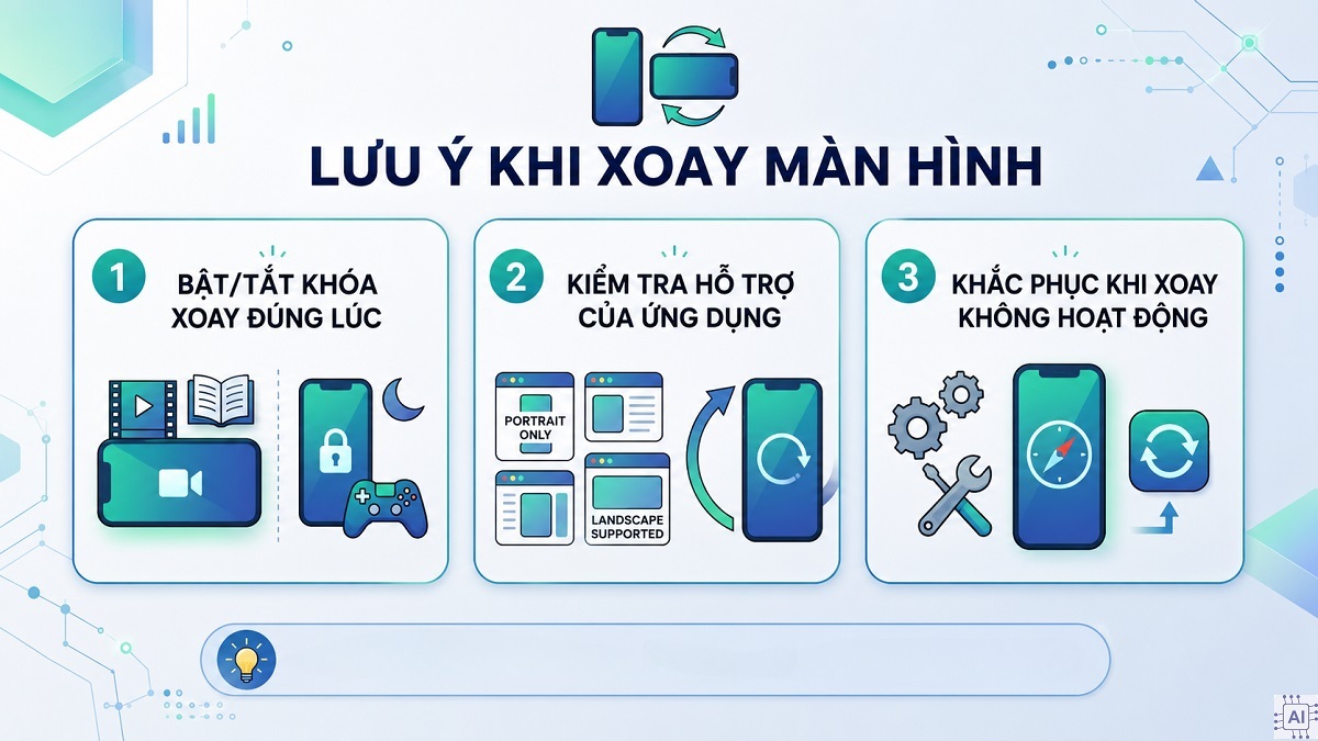 Những lưu ý khi sử dụng tính năng xoay màn hình