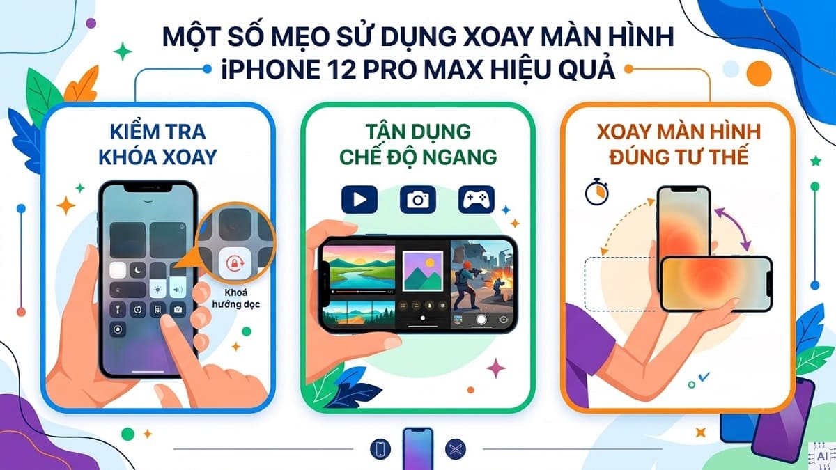 Mẹo sử dụng xoay màn hình iPhone 12 Pro Max hiệu quả