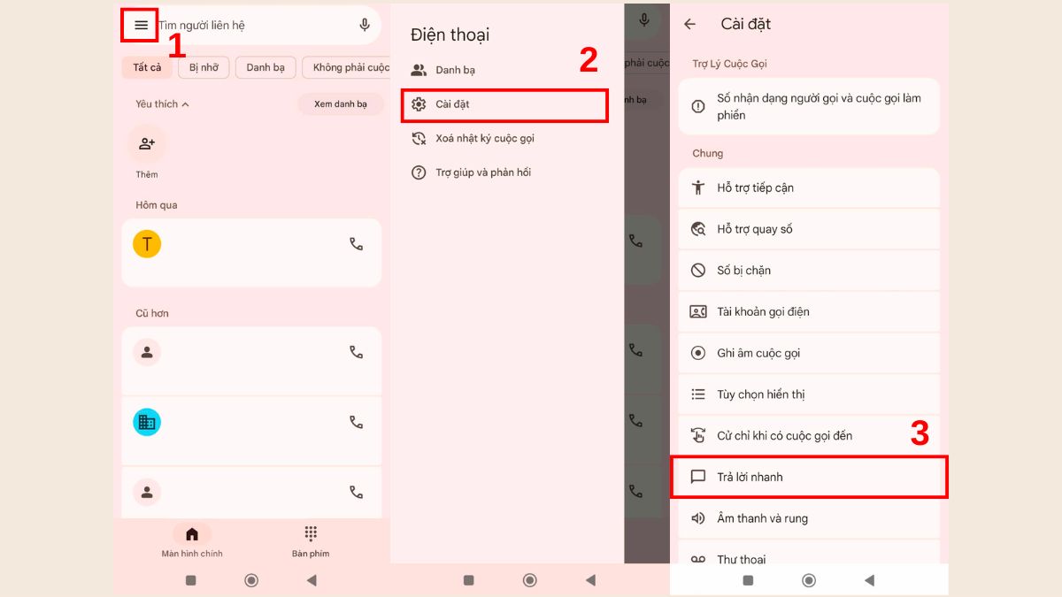 Cách thay đổi tin nhắn trả lời cho cuộc gọi đến trên Android - bước 1
