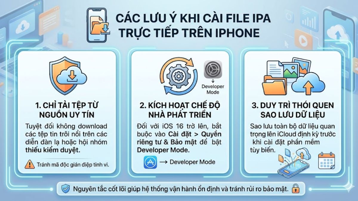 Các lưu ý khi cài file IPA trực tiếp trên iPhone