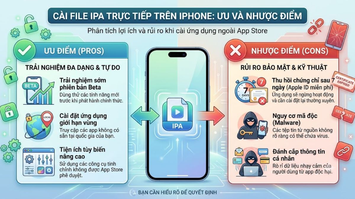Ưu nhược điểm khi cài file IPA trực tiếp trên iPhone