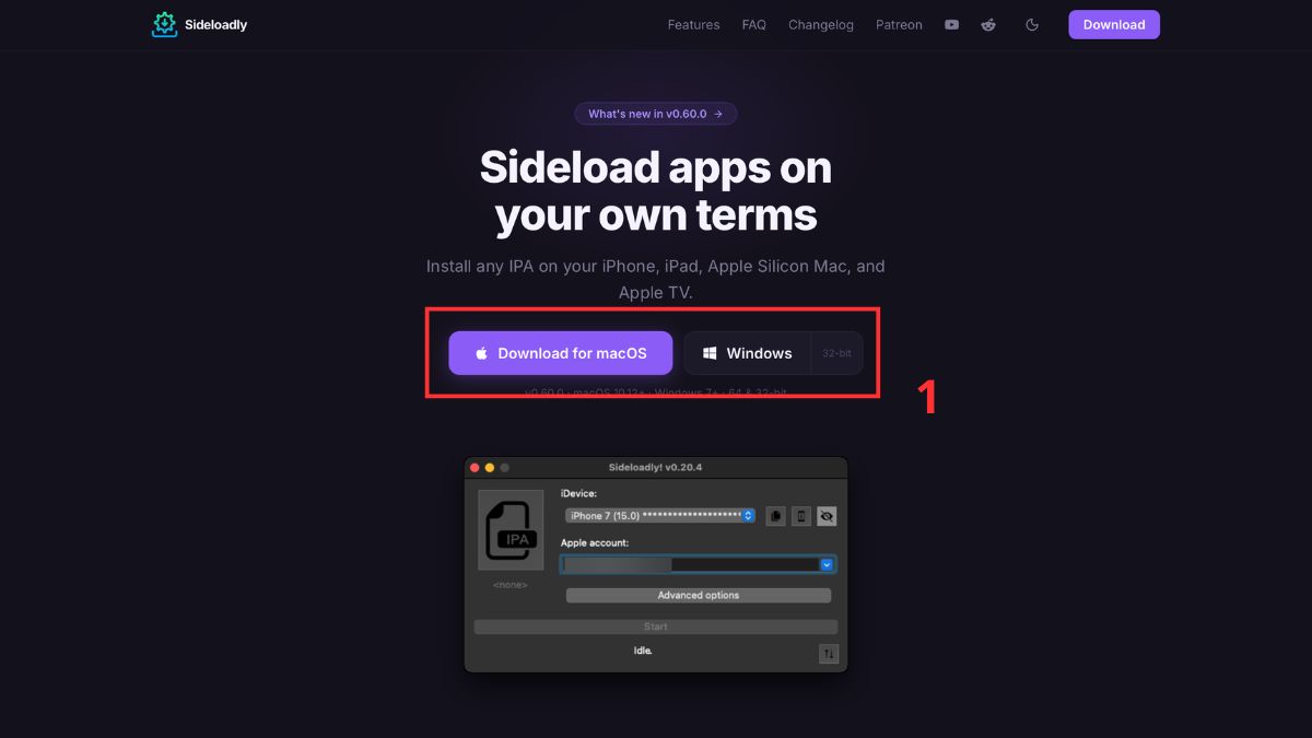Cài đặt file IPA trực tiếp trên iPhone bằng Sideloadly - bước 1