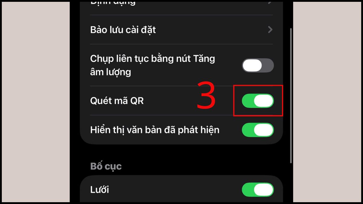 Khắc phục lỗi camera iPhone không quét được QR bằng cách bật lại quét mã trên iPhone - bước 3