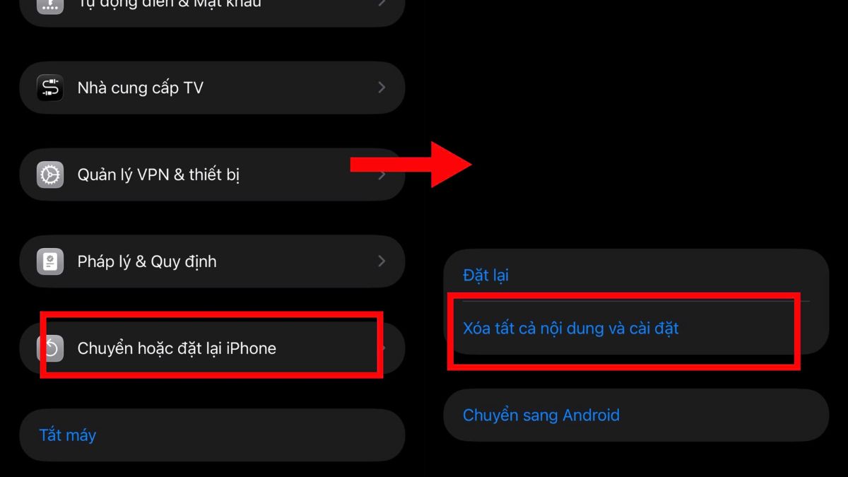 Khôi phục cài đặt gốc để khắc phục camera iPhone 17 bị mờ - bước 2,3