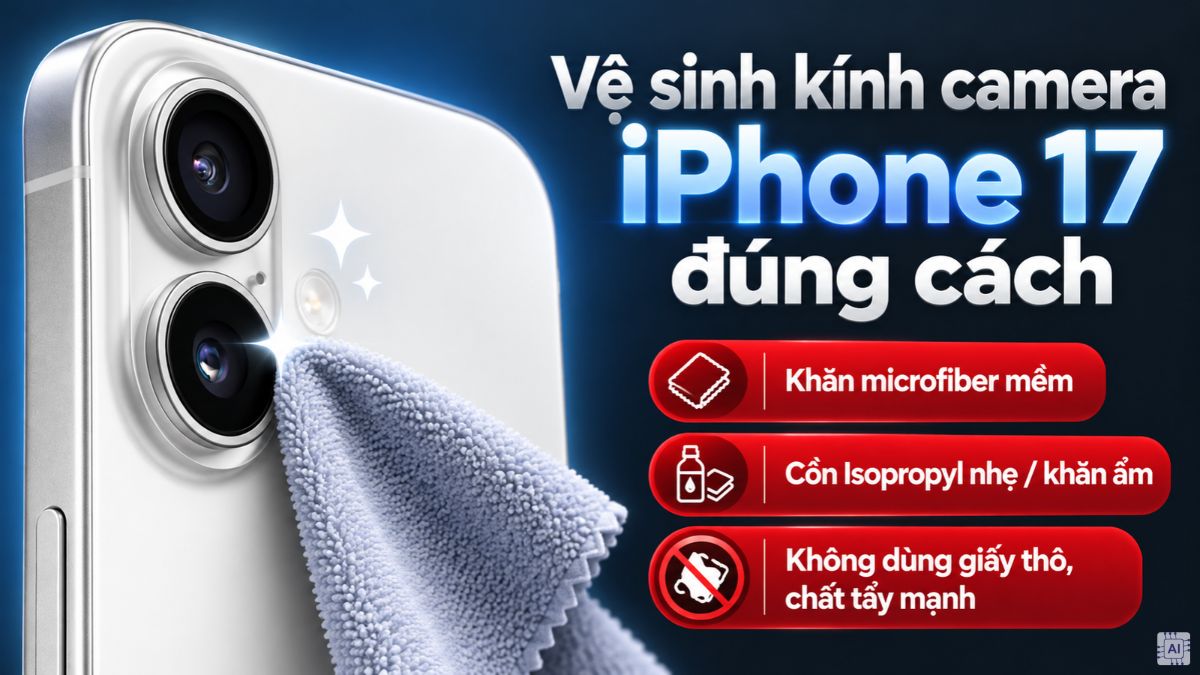 Vệ sinh kính camera đúng cách để khắc phục camera iPhone 17 bị mờ 