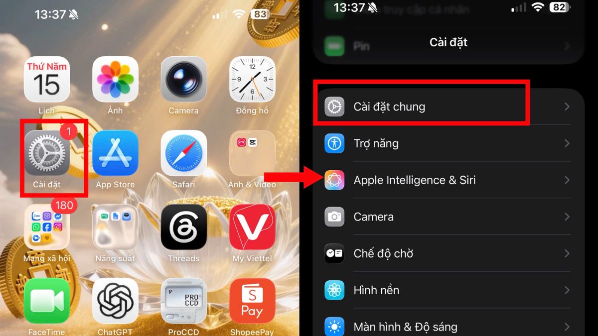 Cập nhật iOS để khắc phục camera iPhone 17 bị mờ - bước 1 