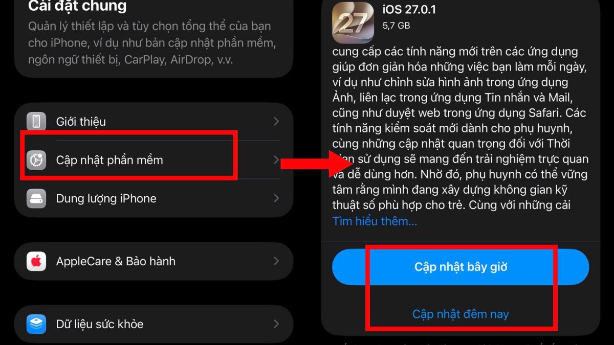 Cập nhật iOS để khắc phục camera iPhone 17 bị mờ - bước 2,3