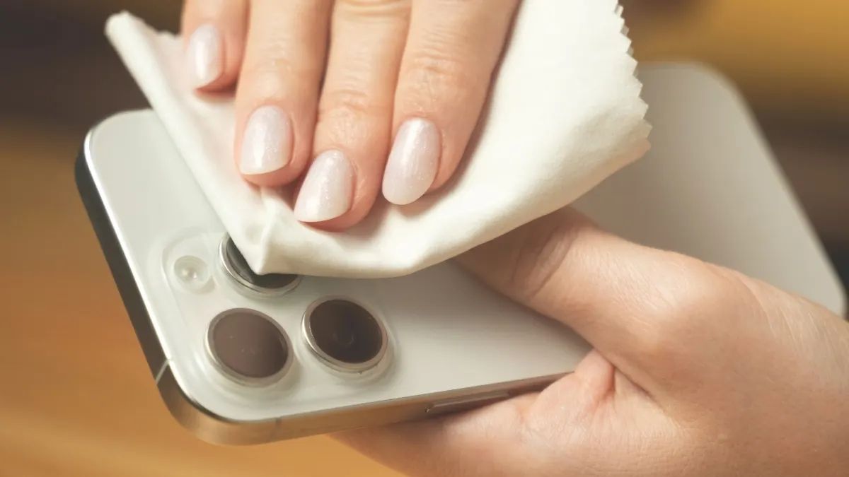 Dùng khăn mềm lau khô bề mặt camera để khắc phục lỗi camera iPhone bị đọng hơi nước