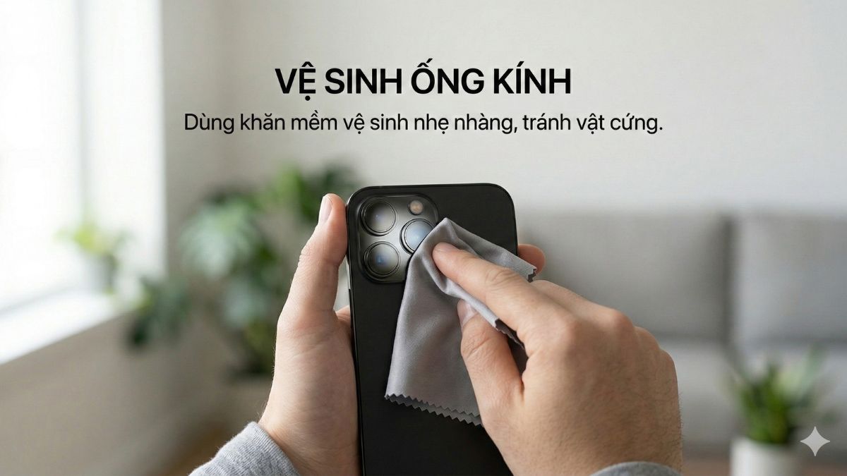 Vệ sinh ống kính để khắc phục camera iPhone không chụp được