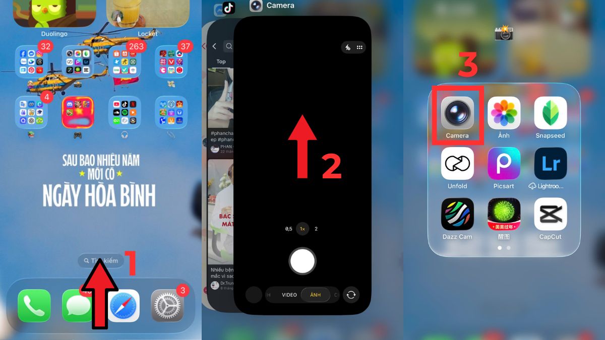 Tắt và mở lại camera để khắc phục camera iPhone không chụp được