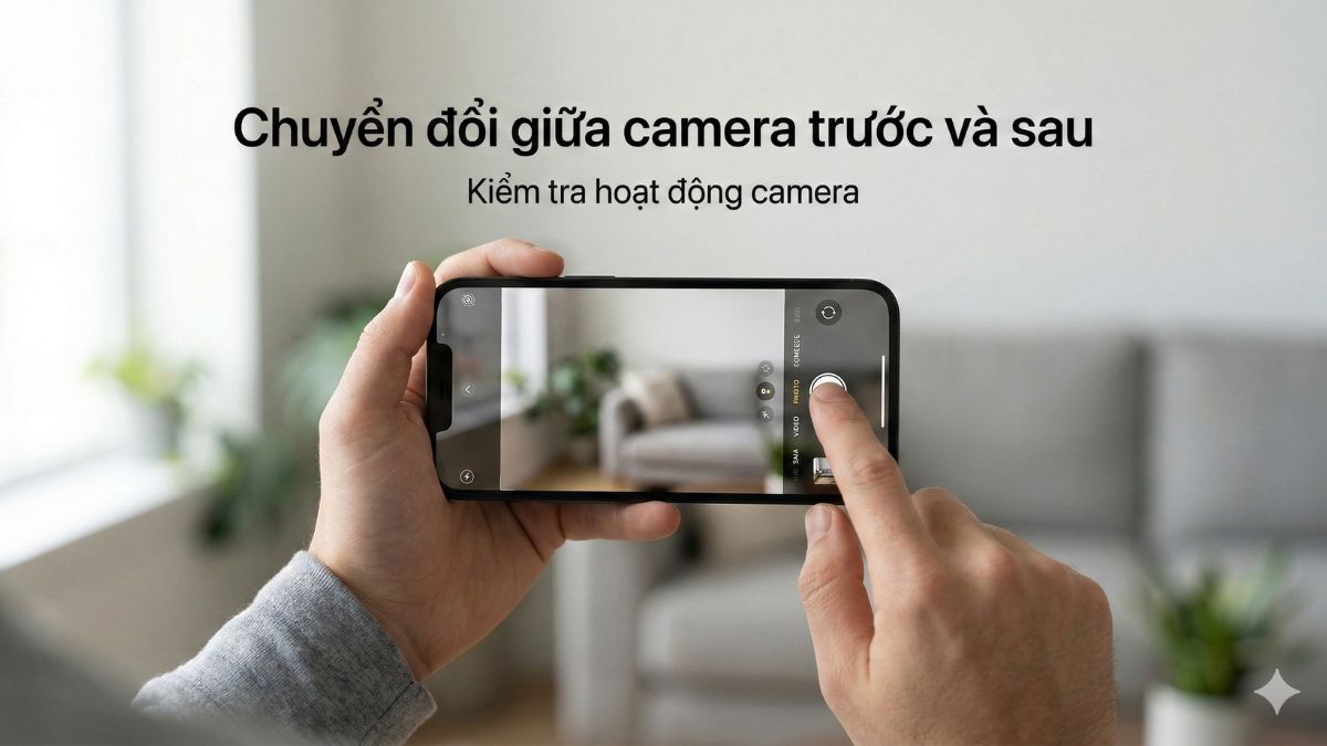 Chuyển đổi giữa camera trước và sau để khắc phục camera iPhone không chụp được