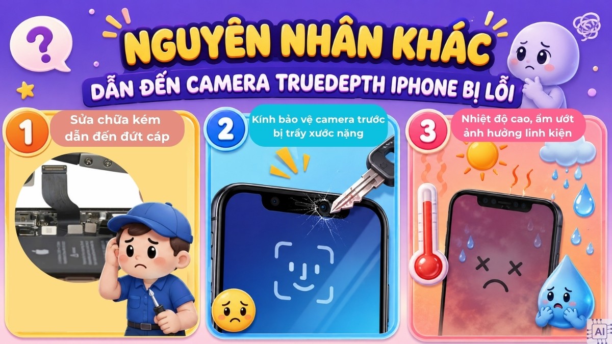 Camera Truedepth iPhone bị lỗi do các nguyên nhân chủ quan khác
