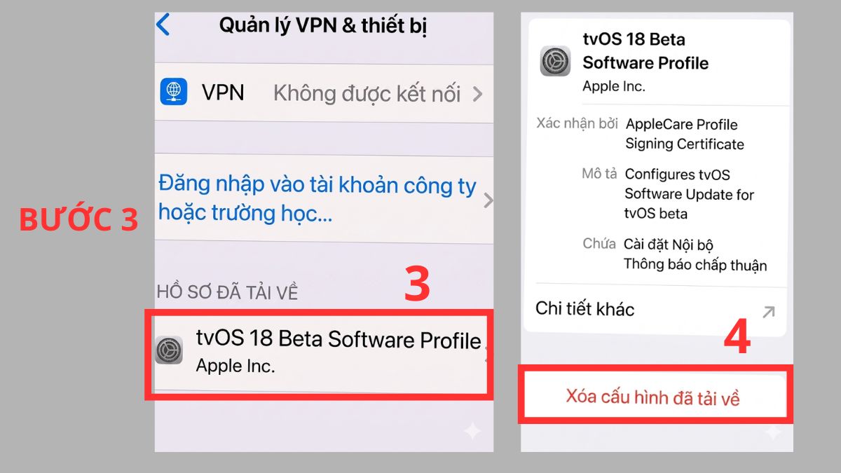 Khắc phục lỗi cập nhật iOS bằng cách xóa cấu hình chặn cập nhật iOS - bước 2,3