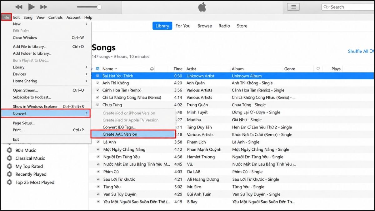 Cách cắt nhạc chuông iPhone bằng iTunes(Windows) hoặc Finder (macOS) - bước 5