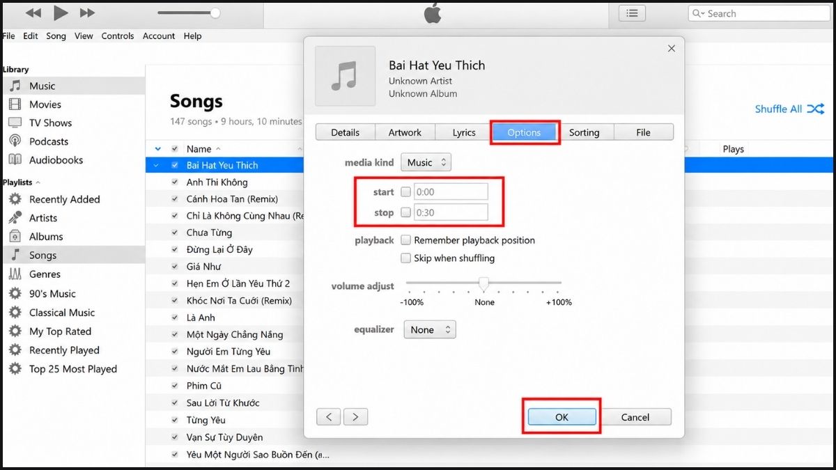 Cách cắt nhạc chuông iPhone bằng iTunes(Windows) hoặc Finder (macOS) - bước 6