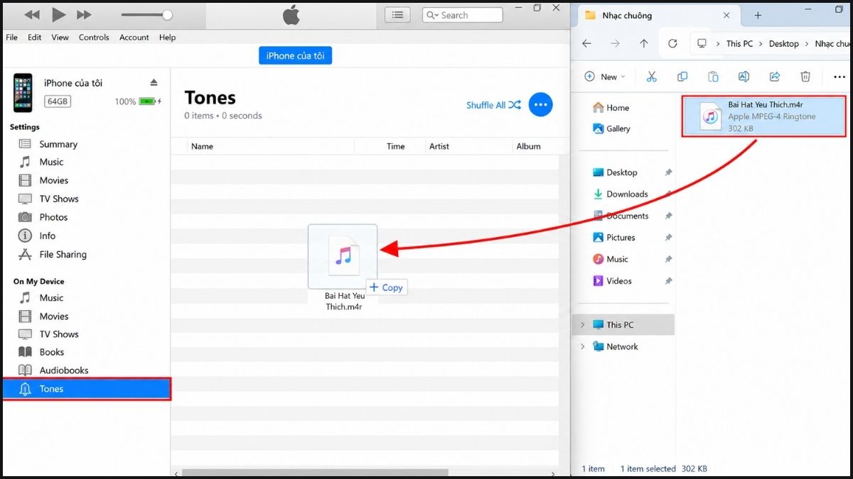 Cách cắt nhạc chuông iPhone bằng iTunes(Windows) - bước 10