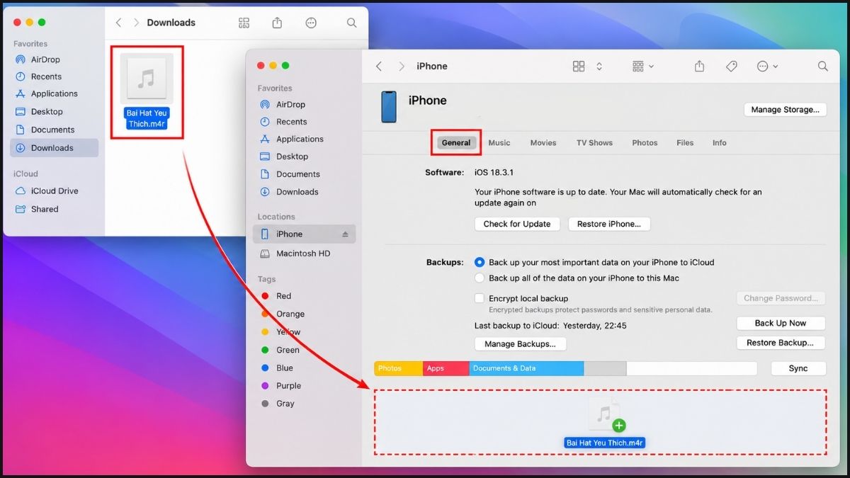 Cách cắt nhạc chuông iPhone bằng Finder (macOS) - bước 10