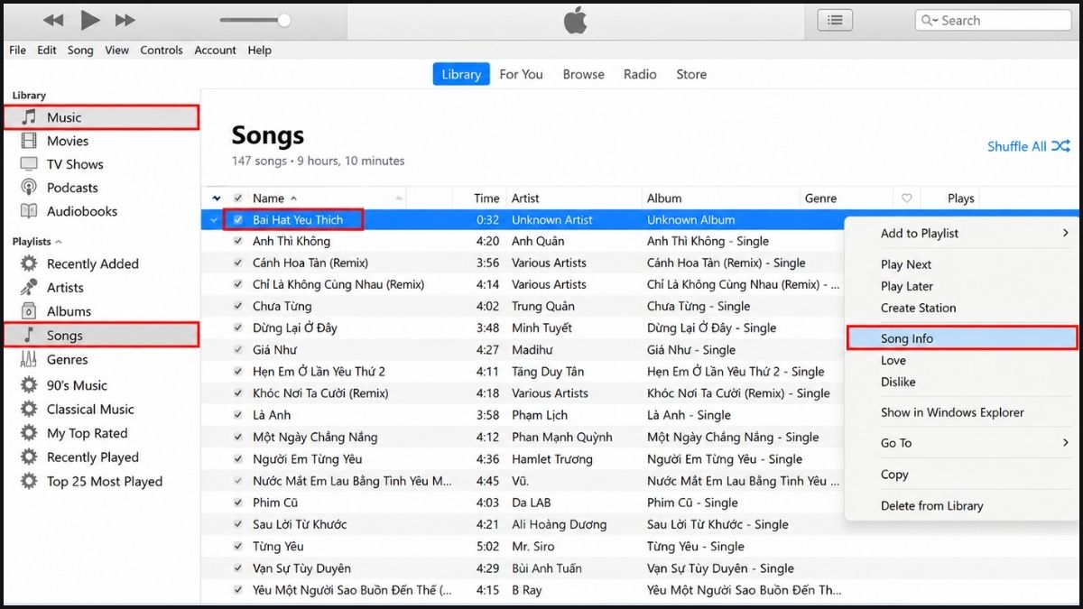 Cách cắt nhạc chuông iPhone bằng iTunes(Windows) hoặc Finder (macOS) - bước 2