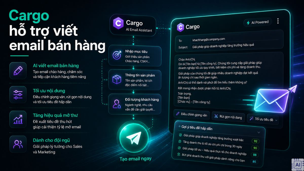 Chat GPT Cargo hỗ trợ viết email bán hàng