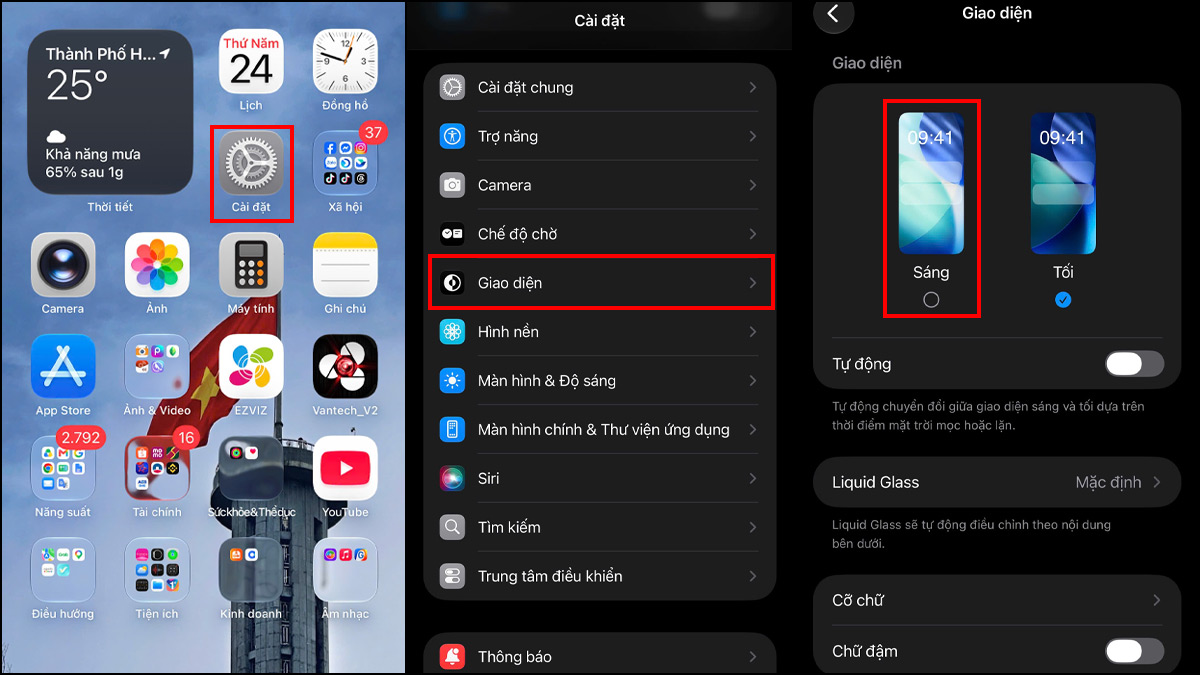 Cách tắt chế độ tối trên iPhone trong cài đặt 