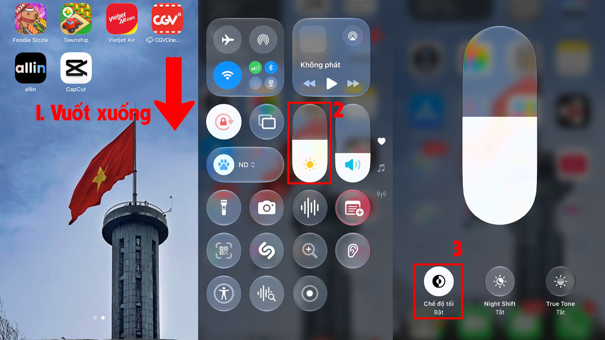 Cách bật chế độ tối trên iPhone trong Trung tâm điều khiển