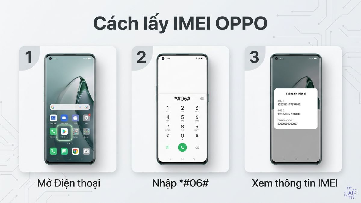 Cách lấy IMEI OPPO bằng cú pháp quay số
