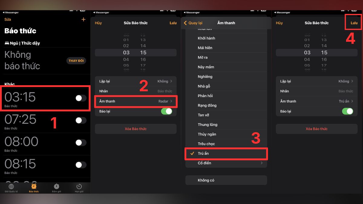 Thay đổi âm báo thức khác khi chuông báo thức iPhone kêu nhỏ