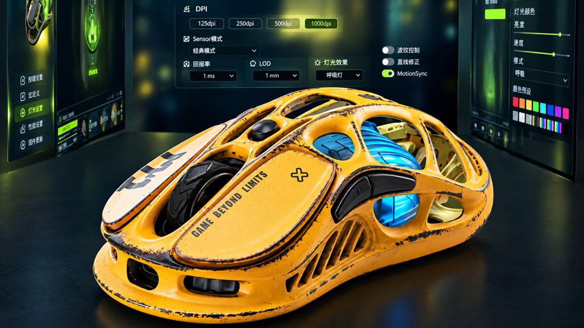 Chuột Gaming GravaStar Mercury M1 Pro Battle-Worn Yellow đẹp 