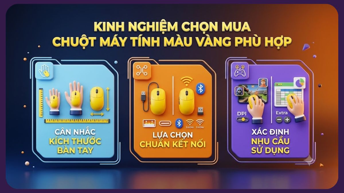 Kinh nghiệm chọn mua chuột máy tính màu vàng phù hợp