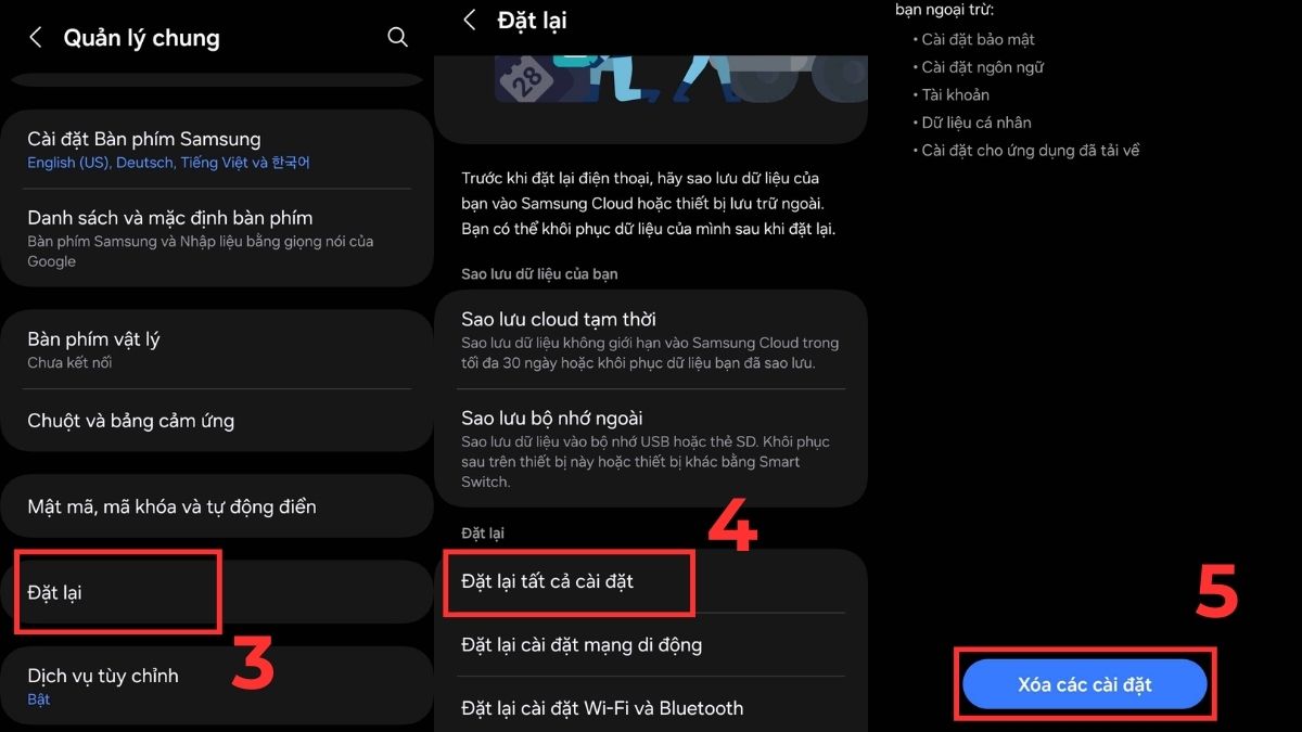 Đặt lại tất cả cài đặt khi không thể chụp màn hình Samsung - bước 2