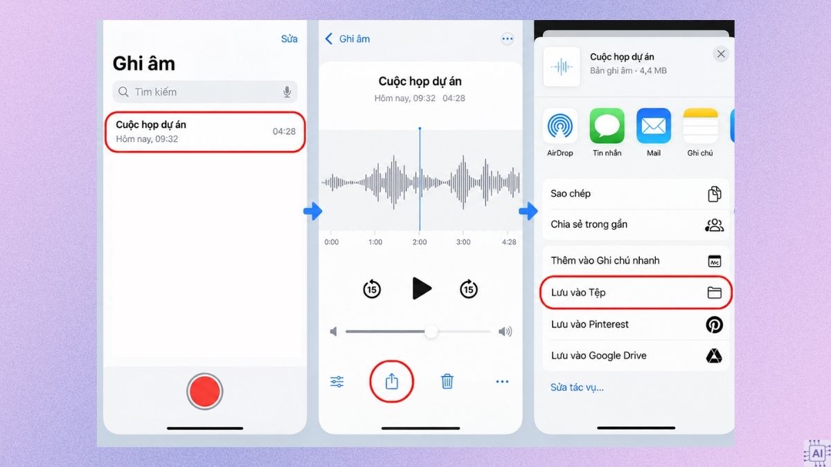 Cách chuyển file ghi âm iPhone sang máy tính bằng dịch vụ đám mây - bước 1