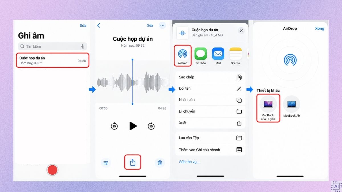 Cách chuyển file ghi âm iPhone sang máy tính bằng AirDrop qua máy Mac - bước 3