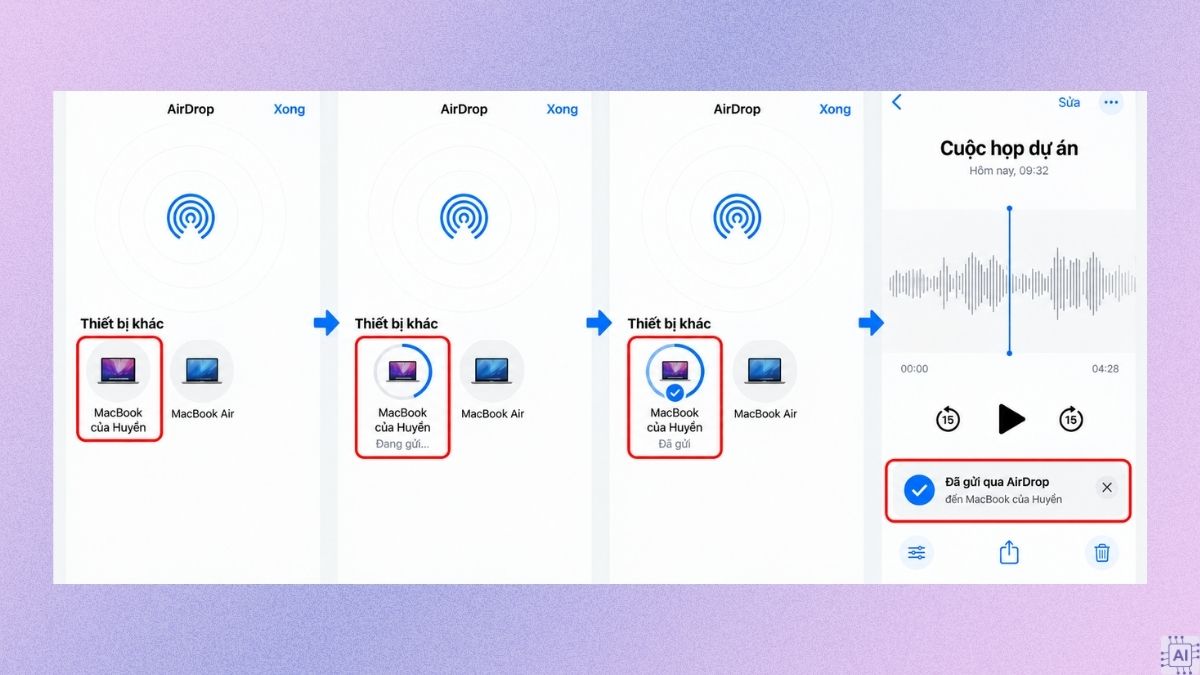 Cách chuyển file ghi âm iPhone sang máy tính bằng AirDrop qua máy Mac - bước 4