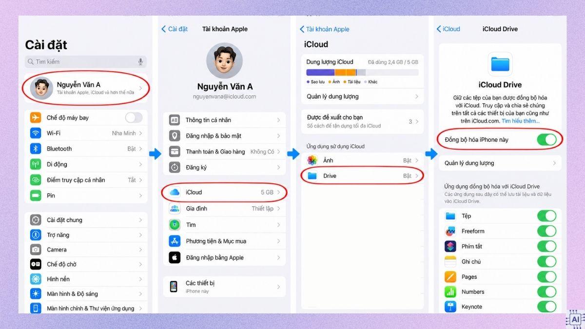 Cách chuyển file ghi âm iPhone sang máy tính bằng iCloud Drive - bước 1