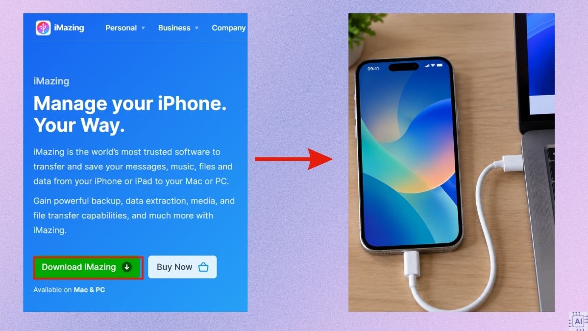 Copy file ghi âm iPhone vào máy tính bằng cáp - bước 1