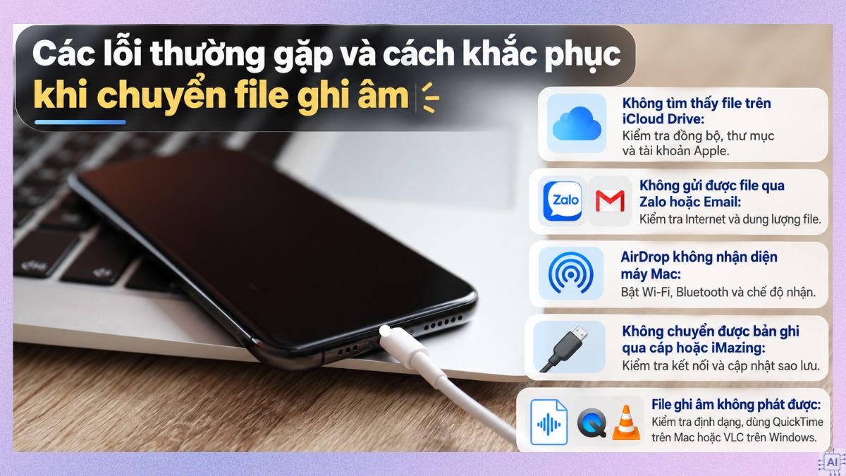 Các lỗi thường gặp và cách khắc phục khi chuyển file ghi âm