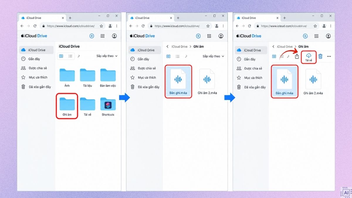 Cách chuyển file ghi âm iPhone sang máy tính bằng iCloud Drive - bước 5