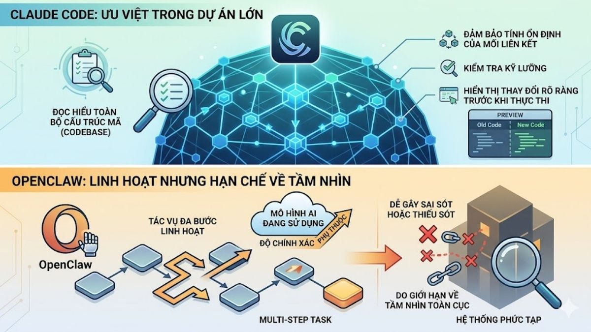 So sánh về hiệu năng giữa Claude vs OpenClaw