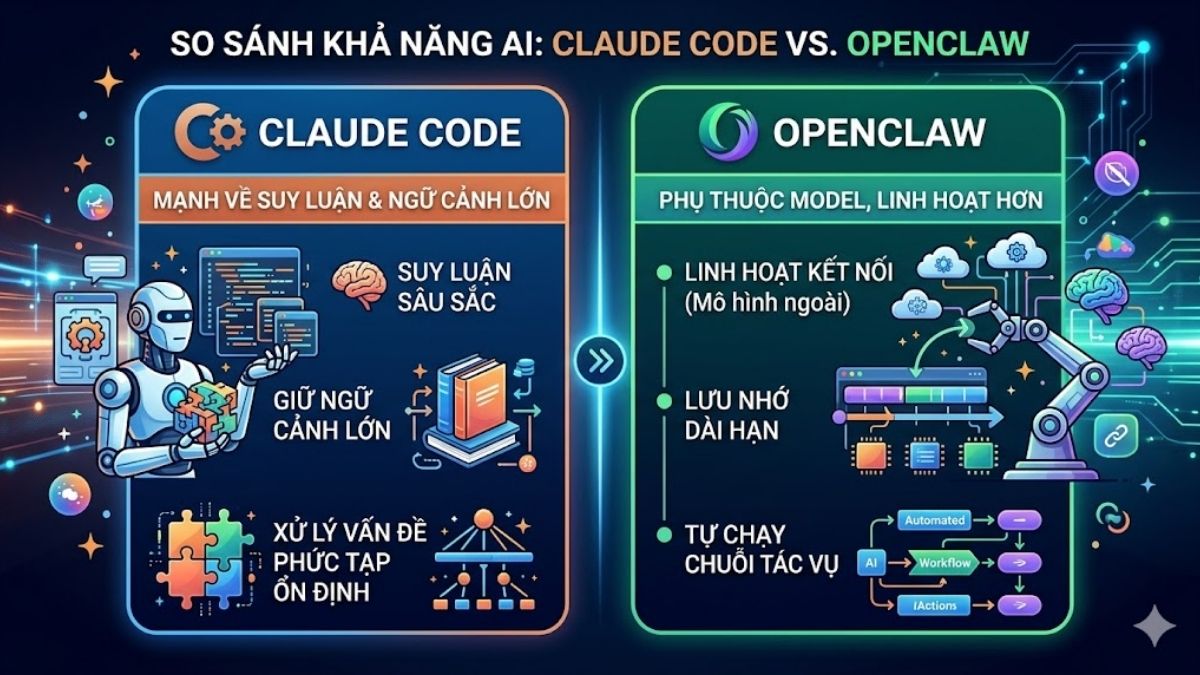 So sánh về khả năng AI giữa Claude vs OpenClaw
