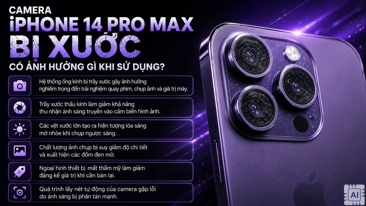 Camera iPhone 14 Pro Max bị xước làm ảnh hưởng việc sử dụng