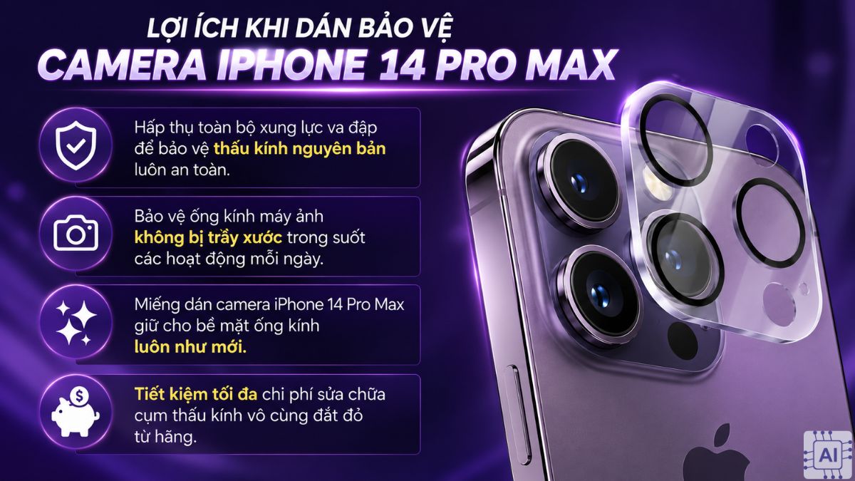 Lợi ích khi dán bảo vệ camera iPhone 14 Pro Max
