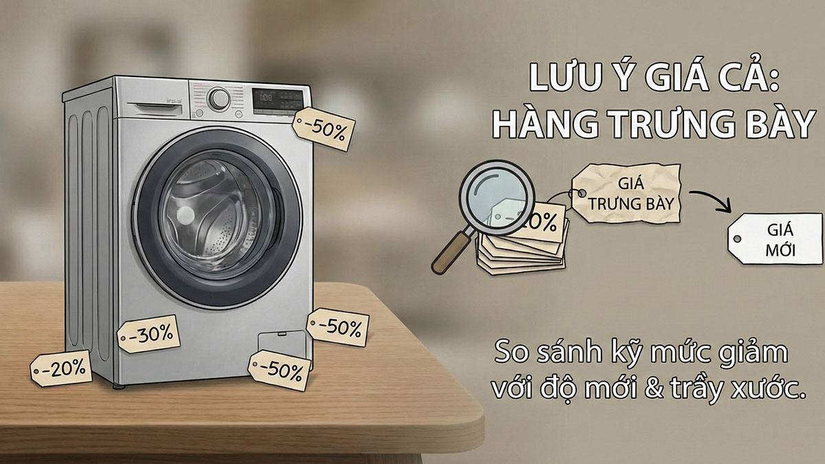 Yếu tố giá cả khi mua máy giặt trưng bày