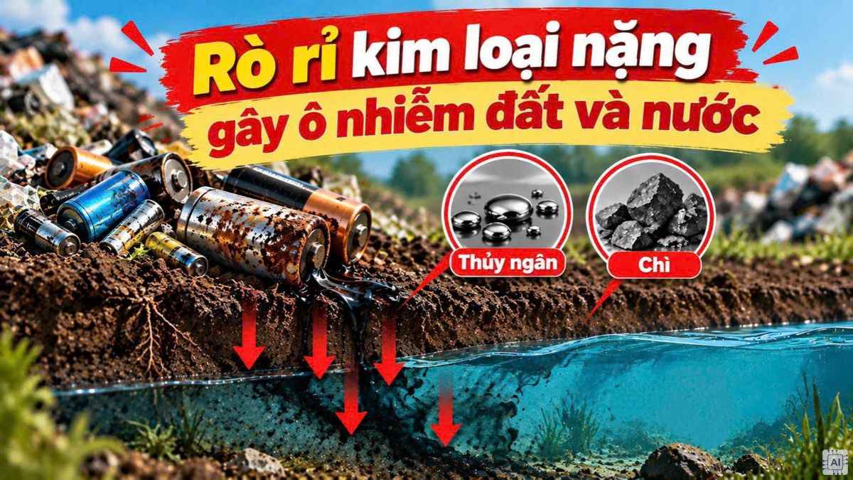 Vứt pin vào rác thường sẽ rò rỉ kim loại gây ô nhiễm