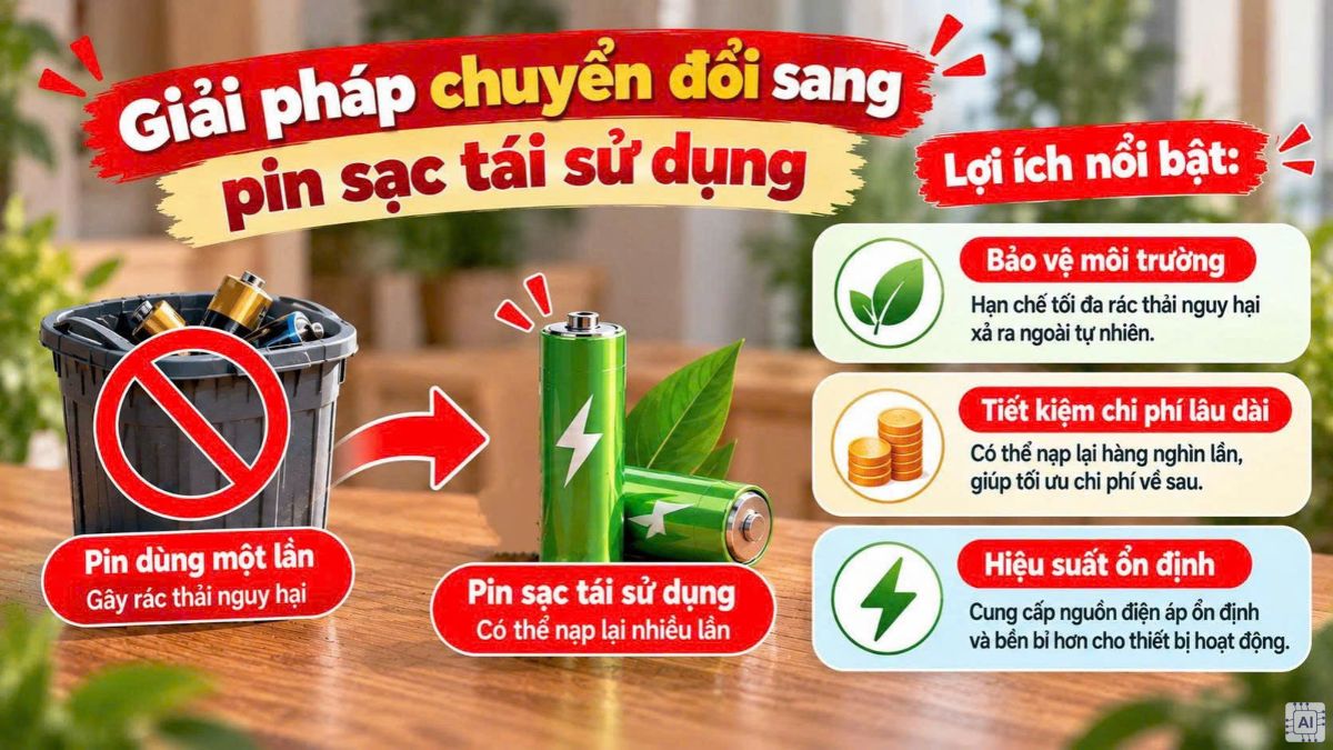 Giải pháp chuyển đổi sang pin sạc tái sử dụng